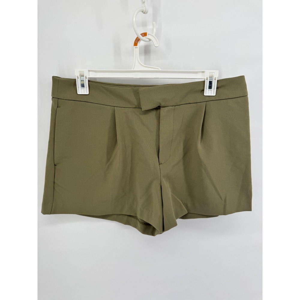A New Day Women Olive Green Tailored Stretch Pleated Shorts Size 16 NWT